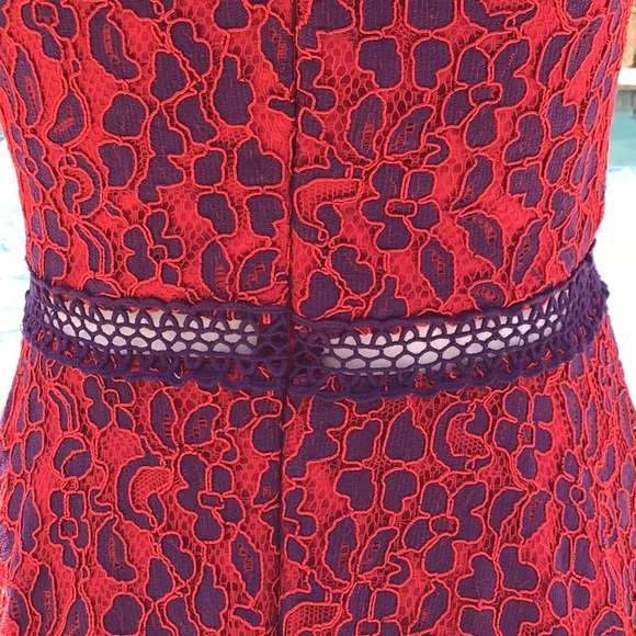 Mystic red & purple lace dress w/ peek-a-boo net - Picture 6 of 16